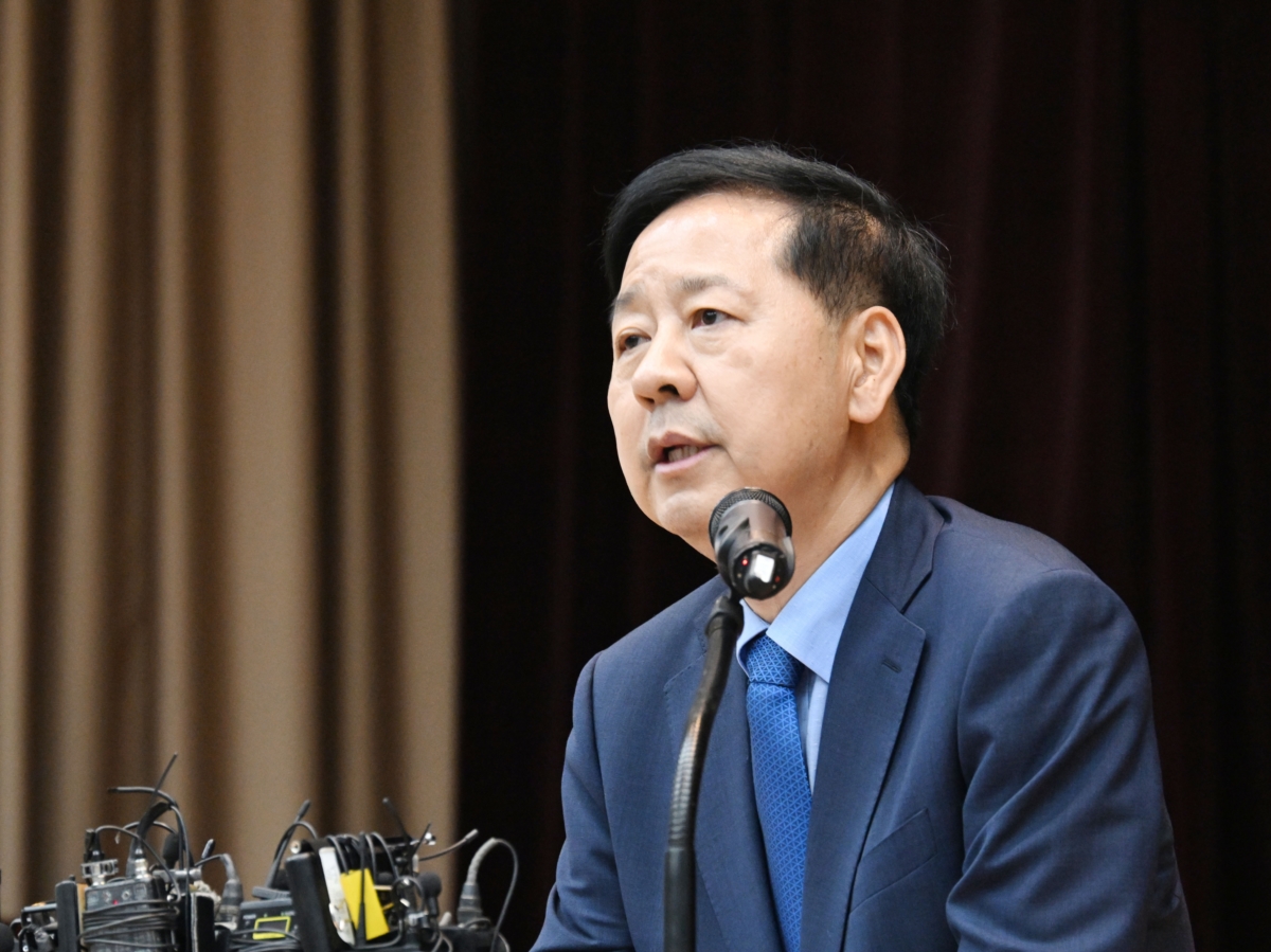 구윤철 경제부총리 겸 기획재정부 장관 후보자가 29일 서울 중구 예금보험공사 대강당에서 열린 기자간담회에서 발언하고 있다.