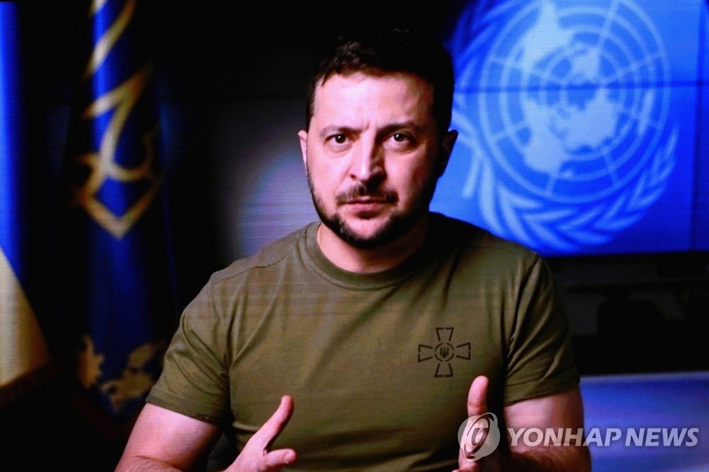 볼로디미르 젤렌스키 우크라이나 대통령 화상 연설. 사진=연합뉴스