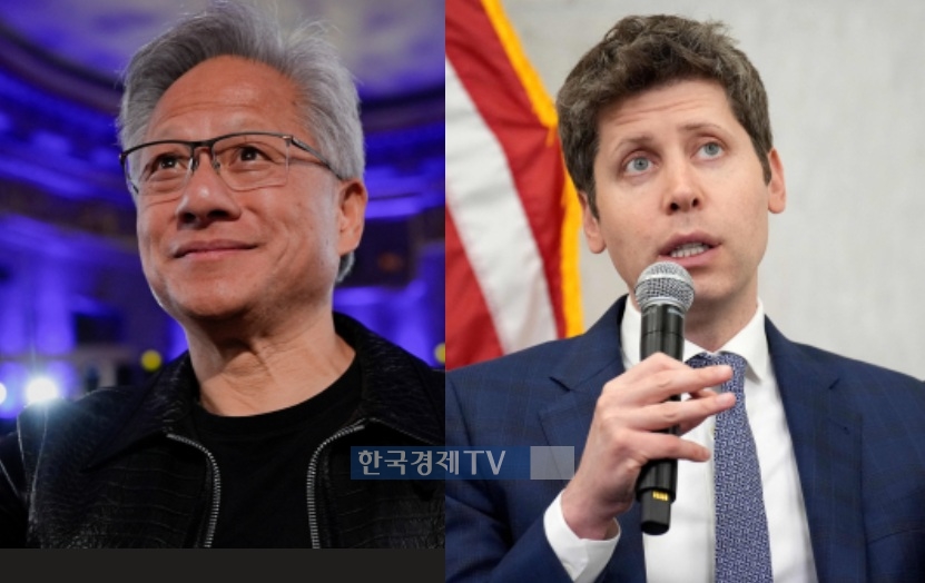 (왼쪽)젠슨 황 엔비디아 CEO, 샘 올트먼 오픈AI CEO. 사진=한경DB